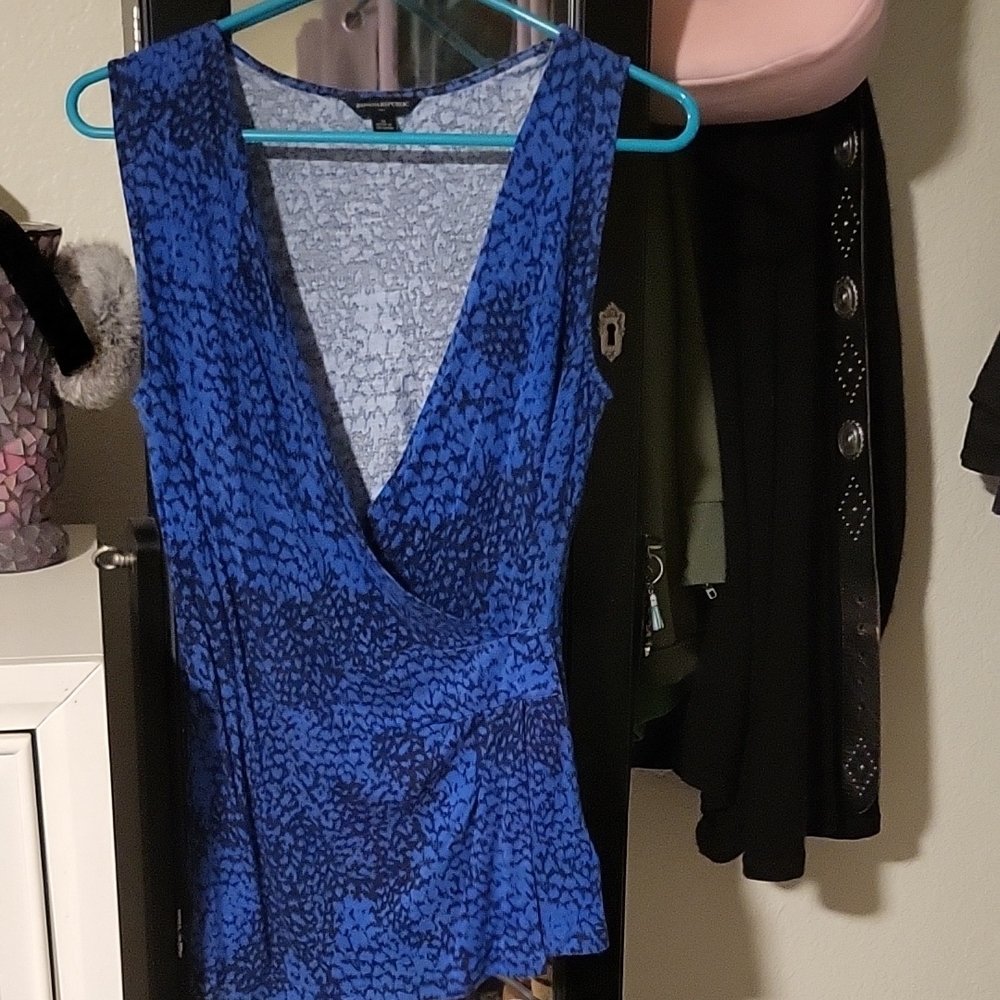 Banana Republic Blue Patterned Surplice Camisole